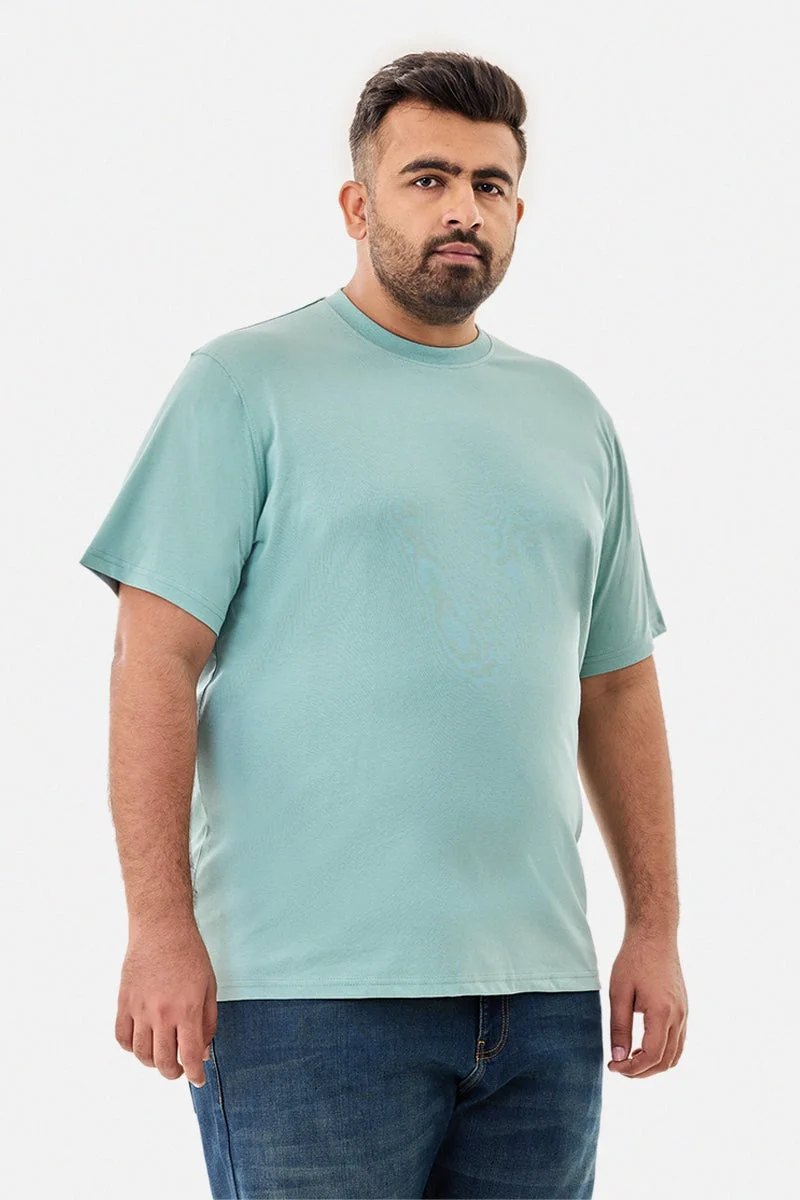 سنيتش تيشيرت قطني % مقاس كبير بقصة عادية